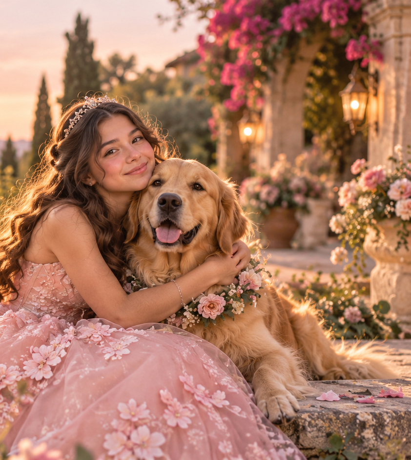Renata con sus perritos
