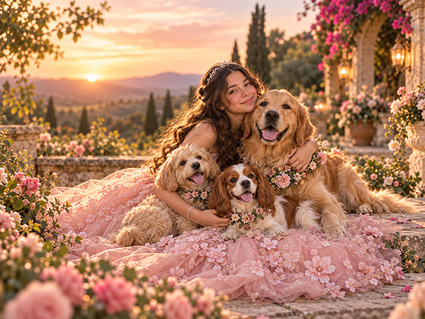 Renata con sus perritos
